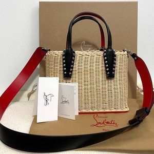 CHRISTIAN LOUBOUTIN Cabata Mini Woven Rattan Tote